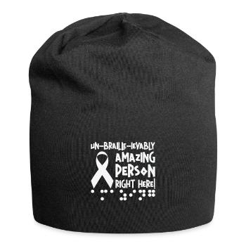 Braille-Schrift Blinde Blindheit Bewusstsein - Jersey-Beanie - Schwarz - Vorne