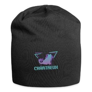 Retro Chartreux Cat Lover - Jersey Beanie - black - Front