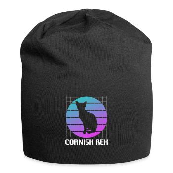Retro Cornish Rex Katzenliebhaber - Jersey-Beanie - Schwarz - Vorne