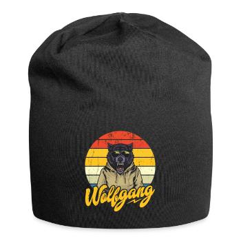 WOLFGANG Name Wolf outfit for name day with name - Jersey Beanie - black - Front