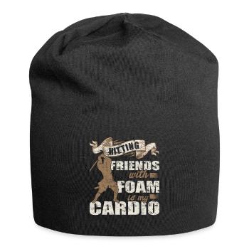 Funny "beating friends with foam is my - Jersey Beanie - black - Front
