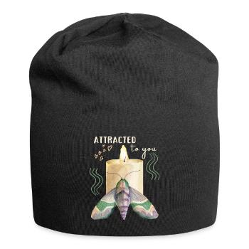 Valentine's Day Moth Candle Funny Love Saying - Jersey Beanie - black - Front