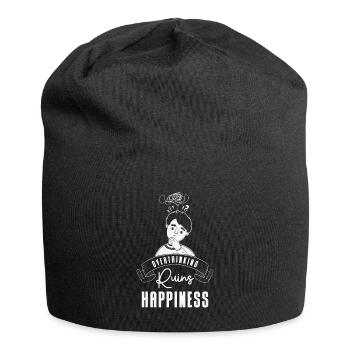 Overthinking Art Fan Glück Line Art Angst - Jersey-Beanie - Schwarz - Vorne