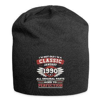 Né le 33 janvier 1990 Homme cadeau - Bonnet en jersey - noir - Devant