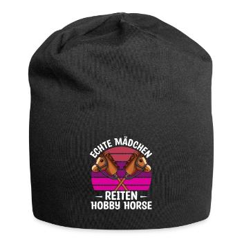 Hobby Horsing Echte Mödchen reiten Hobby Horse - Jersey-Beanie - Schwarz - Vorne
