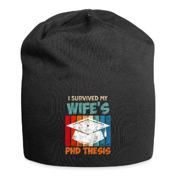 My wife's doctoral thesis survives doctorate - Jersey Beanie - black - Front