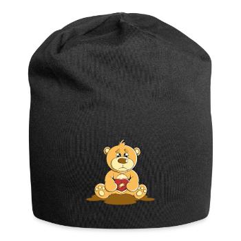 Cute Bear Cuddly Toy Hug Stuffed Animal Love - Jersey Beanie - black - Front