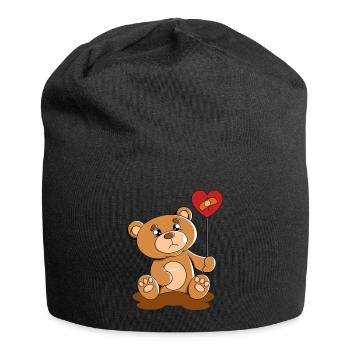 Cute Bear Cuddly Toy Hug Stuffed Animal Love - Jersey Beanie - black - Front