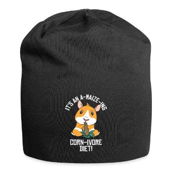 Niedliches Tier Hamster Mais Haustierfutter - Jersey-Beanie - Schwarz - Vorne