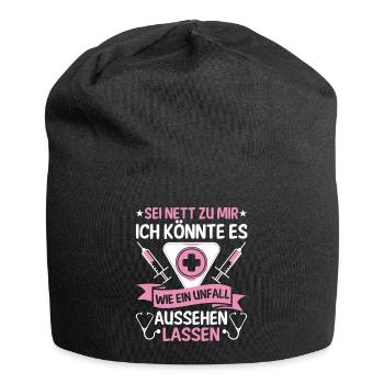 Lustiger Krankenschwester Pflegerin Spruch Pflege - Jersey-Beanie - Schwarz - Vorne