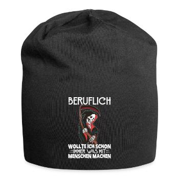 Wollte Etwas Mit Den Menschen Machen - Jersey-Beanie - Schwarz - Vorne