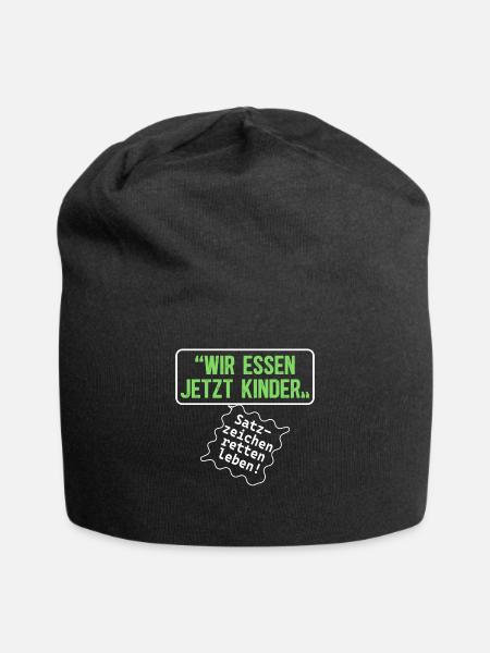 Wir Essen Jetzt Kinder Satzzeichen Retten Leben - Jersey-Beanie - Schwarz