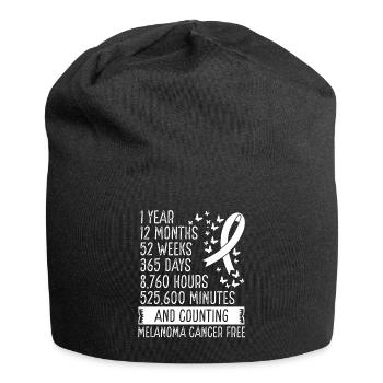 1 Year Melanoma Cancer Free Ribbon Movement - Jersey Beanie - black - Front