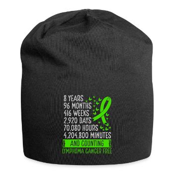 8 Years Lymphoma Cancer Free Ribbon Movement - Jersey Beanie - black - Front