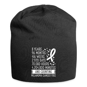 8 Years Melanoma Cancer Free Ribbon Movement - Jersey Beanie - black - Front