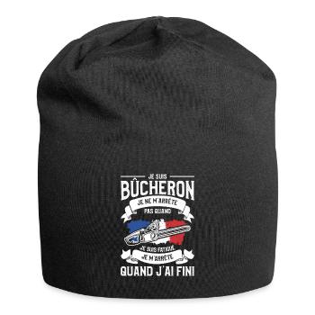Je Suis Bûcheron Je Ne M'Arrête Pas Quand Je Suis - Bonnet en jersey - noir - Devant