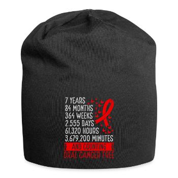 7 Years Oral Cancer Free Ribbon Movement - Jersey-Beanie - Schwarz - Vorne
