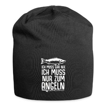 Angeln Tshirt Mann Fischer Rute Fischfang Fishing - Jersey-Beanie - Schwarz - Vorne