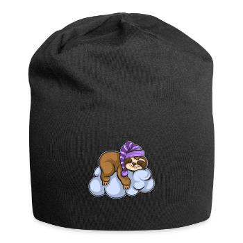 Faultier Tshirt Damen Herren Faul Müde Bürohumor - Jersey-Beanie - Schwarz - Vorne