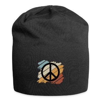Hippie Peace Groovy Flowerpower Boho Woodstock - Bonnet en jersey - noir - Devant