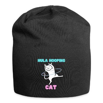 Hula Hooping Cat - Drôle de chat de danse - Bonnet en jersey - noir - Devant
