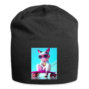 Chats de skateboard cool - Bonnet en jersey - noir - Devant