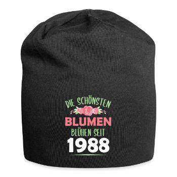 Jahrgang 1988 Blumen Spruch Geburtstag Geschenk - Jersey-Beanie - Schwarz - Vorne