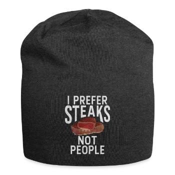 Steak Lover Steak Geschenk - Jersey-Beanie - Anthrazit - Vorne