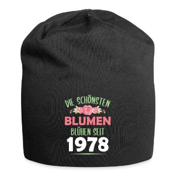 Jahrgang 1978 Blumen Spruch Geburtstag Geschenk - Jersey-Beanie - Schwarz - Vorne