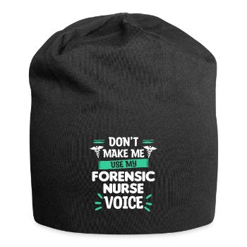 Zwingen Sie mich nicht, meine forensische Krankenschwester Voice RN zu verwenden - Jersey-Beanie - Schwarz - Vorne