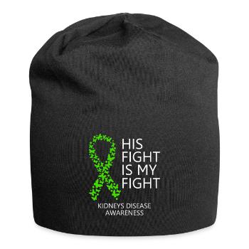 Mois du ruban DIsease de Kidney Son combat est mon combat - Bonnet en jersey - noir - Devant