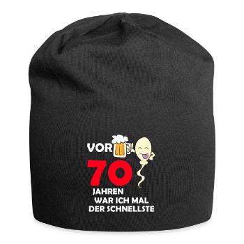 Vor 70 Jahren war ich mal der Schnellste - Jersey-Beanie - Schwarz - Vorne