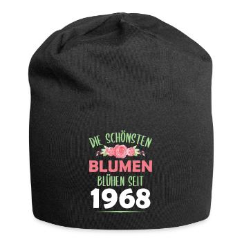 Jahrgang 1968 Blumen Spruch Geburtstag Geschenk - Jersey-Beanie - Schwarz - Vorne