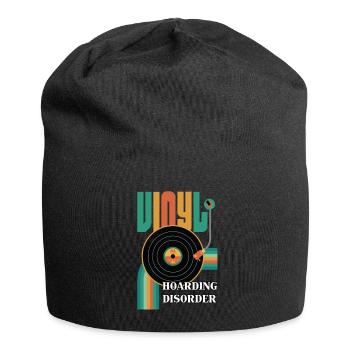 Retro Vinyl Schallplatten Platenspieler 70er - Jersey-Beanie - Schwarz - Vorne