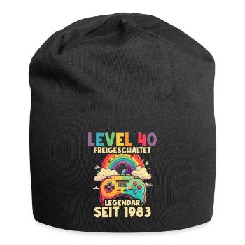 1983 Level 40 Jahre Gaming 40er 40 Geburtstag - Jersey-Beanie - Schwarz - Vorne