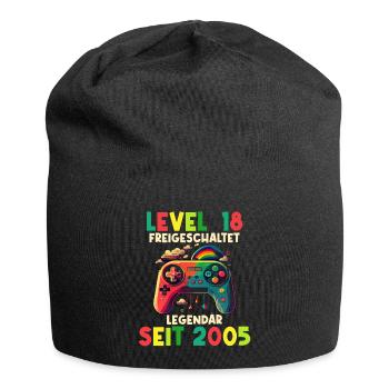 2005 Level 18 Jahre Gaming 18er 18 Geburtstag - Jersey-Beanie - Schwarz - Vorne