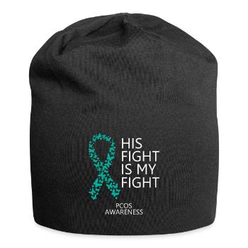 PCOS Ribbon Month His Fight is my Fight - Jersey Beanie - black - Front