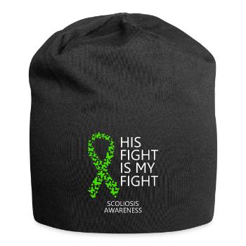 Mois du ruban de la scoliose Son combat est mon combat - Bonnet en jersey - noir - Devant