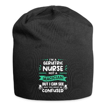 Ich bin eine geriatrische Krankenschwester, keine magische Pflegekraft - Jersey-Beanie - Schwarz - Vorne