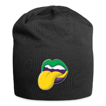 Tongue Lips Festival Parade Beads Mardi Gras - Jersey-Beanie - Schwarz - Vorne