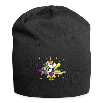 Dancing Unicorn Festival Parade Beads Mardi Gras - Jersey-Beanie - Schwarz - Vorne