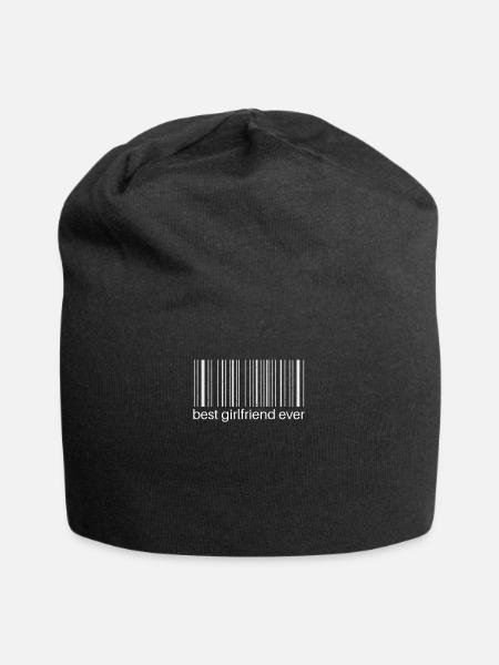 Bar Code For Girlfriend Hearts Day Valentines Day - Jersey Beanie - black