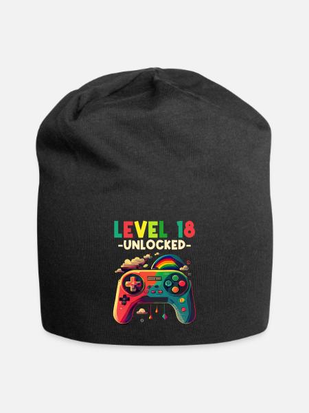 Niveau 18 ans Gaming 18er 18 Anniversaire - Bonnet en jersey - noir
