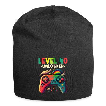 Level 40 Years Gaming 40s 40 Birthday - Jersey Beanie - charcoal grey - Front
