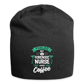 Angetrieben von forensischen Krankenschwestern und Kaffee-ER-Krankenschwestern - Jersey-Beanie - Schwarz - Vorne