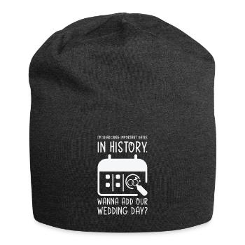 Wedding Day Pick Up Lines Couple Romantic Heart - Jersey Beanie - charcoal grey - Front