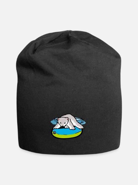 Eisbär Seenot Schwimmring Klimawandel Klima - Jersey-Beanie - Schwarz