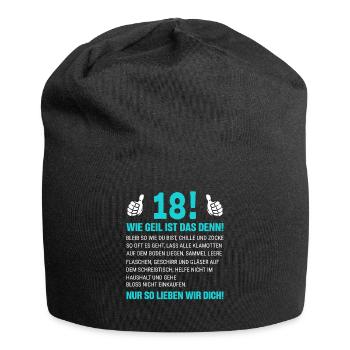 18 Wie Geil Ist Das Denn - Jersey-Beanie - Schwarz - Vorne