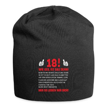 18 Wie Geil Ist Das Denn - Jersey-Beanie - Schwarz - Vorne