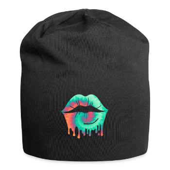 Baiser Amour couple lèvres embrasser Saint-Valentin - Bonnet en jersey - noir - Devant